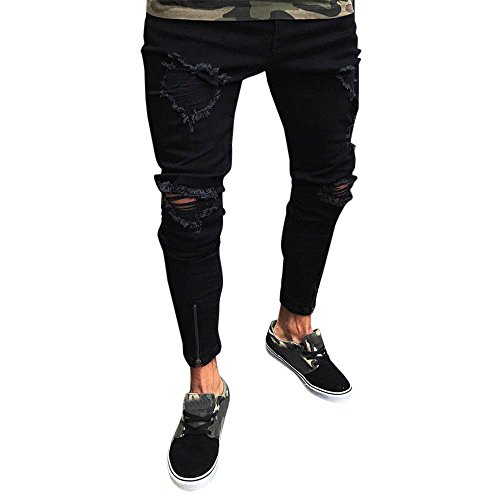 PODOLIXIA Jeans Herren Stretch Hose Jeanshosen Geradem Bein Retro Denim Schmale Passform Tapered Karottehose Men's Leggings mit Tasche Freizeit Distressed Jeans Hose von PODOLIXIA