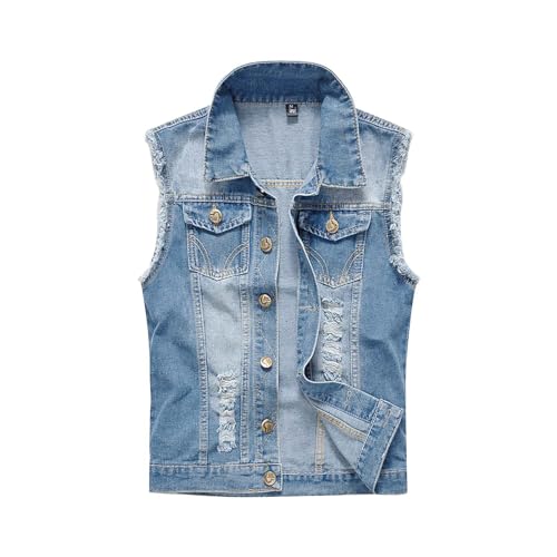PODOLIXIA Jeansweste Herren Ärmellos Hemden Herren Weste Herren Sommer Jeanshemd Herren Ärmellos Sommerhemd Herren Denim Weste Sommerweste Herren Leichte Freizeit Oberhemd Herren Mantel von PODOLIXIA