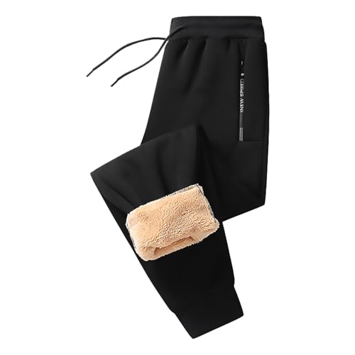 PODOLIXIA Jogginghose Herren Baggy Winter Thermohose mit Warme Fleece Gefütterter Winterhose Herren Sporthose mit Kordelzug und Gummizug Fleece Hose Laufhose Sweathose von PODOLIXIA
