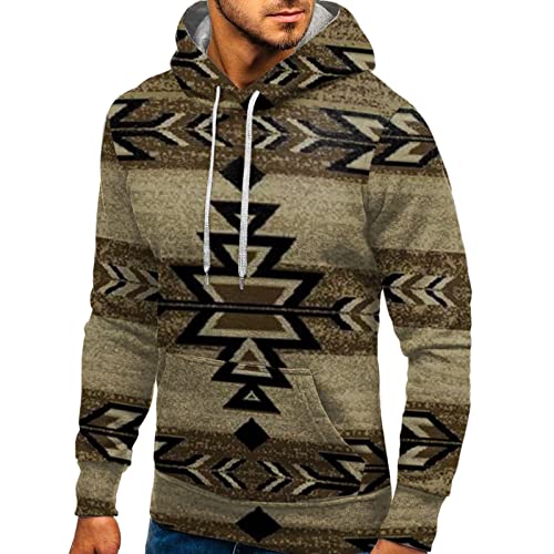 Kapuzenpullover Herren, Hoodies Pullover mit Kapuze, Retro Kapulloverpulli Herbst Langarm Traditionell Azteke Geometrisch Bedruckte Hooded Sweatshirt Männer Lustig Oberteile Langarmshirts von PODOLIXIA