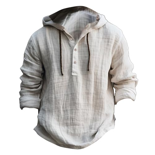 Kapuzenpullover Herren Baumwolle Pullover Dünner Baseball-Sweatshirt Langarm mit Knopf T-Shirt Hemden Tops Hoodie Mit Kapuze Knopfleiste von PODOLIXIA