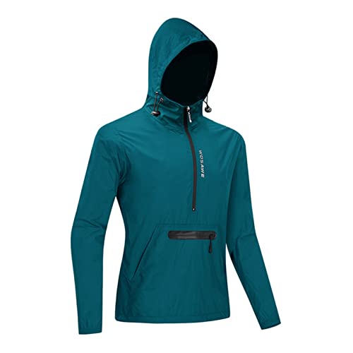 PODOLIXIA Leichte Fahrradjacke Herren mit Kapuze und Half Zip Sommer Packbare Outdoorjacke Wasserfest Softshelljacke Laufjacke mit Taschen Funktionsjacke Wander Reisen Fahrrad Regenjacke Kapuzenjacke von PODOLIXIA