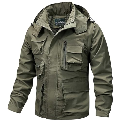 PODOLIXIA Outdoorjacke Herren, mit abnehmbarer Kapuze und Ärmeln Wanderjacke Mesh Futter Funktionsjacke Übergangsjacke Viele Taschen Anglerweste Multifunktions Kapuzenjacke Herren Angler Camping Jagd PODOLIXIA Outdoorjacke Herren, mit abnehmbarer Kapuze und Ärmeln Wanderjacke Mesh Futter Funktionsjacke Übergangsjacke Viele Taschen Anglerweste Multifunktions Kapuzenjacke Herren Angler Camping Jagd von PODOLIXIA