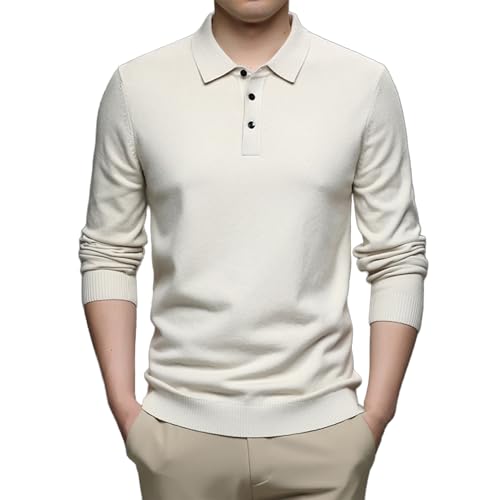 PODOLIXIA Poloshirt Herren Langarm Strickpullover mit Polokragen Strick Golf Pullover Elegante Langarmshirt Strick Sweatshirt Business Büro Arbeitspullover Longsleeve Polo Tshirt von PODOLIXIA