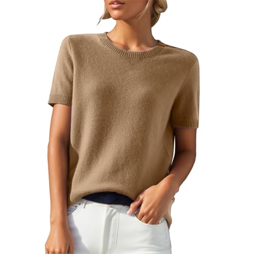 PODOLIXIA Pullover Damen Kurzarm Kaschmirimitat Elegant Frühling Sommer Sweatshirt Rundkragen Frauen Oberteil Bluse Kurzen Ärmeln Strick Tops Einfarbig Strickpullover Casual Sweater PODOLIXIA Pullover Damen Kurzarm Kaschmirimitat Elegant Frühling Sommer Sweatshirt Rundkragen Frauen Oberteil Bluse Kurzen Ärmeln Strick Tops Einfarbig Strickpullover Casual Sweater von PODOLIXIA