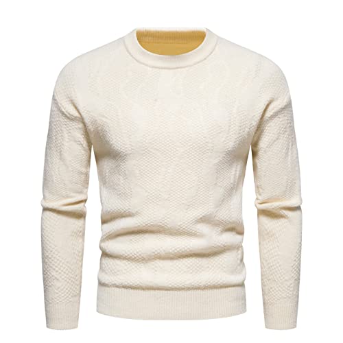 PODOLIXIA Pullover Herren, Crew Neck Strickpullover Einfarbig Slim fit Feinstrickpullover Langarm Strick Sweatshirt Herbst Winter Lässiges Männer Sweater Strickpullover von PODOLIXIA