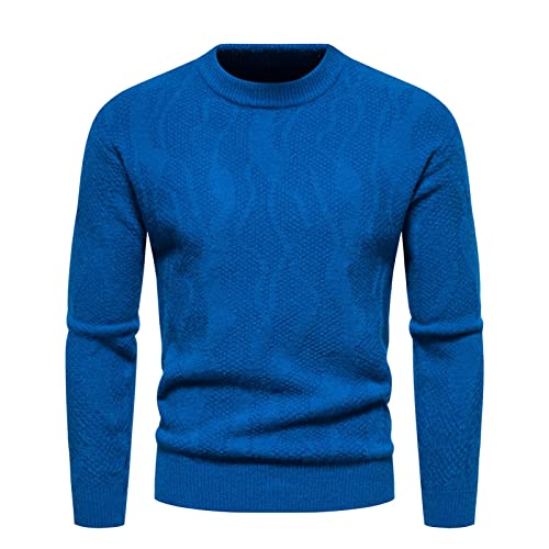 PODOLIXIA Pullover Herren, Crew Neck Strickpullover Einfarbig Slim fit Feinstrickpullover Langarm Strick Sweatshirt Herbst Winter Lässiges Männer Sweater Strickpullover von PODOLIXIA