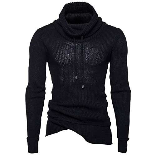 PODOLIXIA Pullover Herren Hoher Kragen Langarm Strick Sweatshirt Einfarbig Strickpullover Funky Pulli Casual Knits-Pulli Männer Thermo Strickwaren von PODOLIXIA