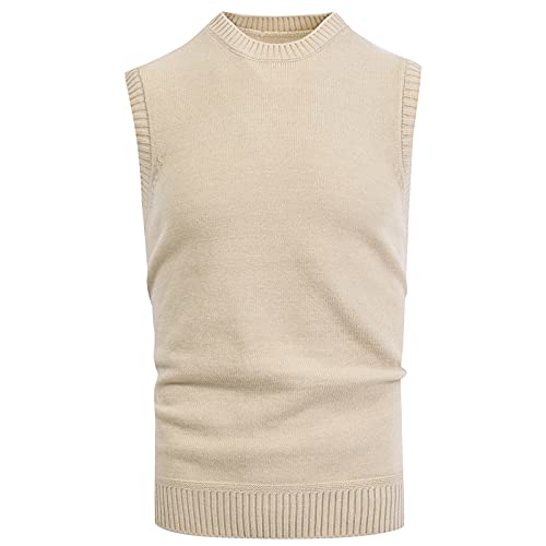 PODOLIXIA Pullunder Herren Ärmellos Sommer Pullover Herren, Leicht Strickwesten Crew Neck ärmellose Strickpullover Mann Strick Unterhemd ohne Ärmel Strick Tanktops Casual Sweater Strickwaren von PODOLIXIA