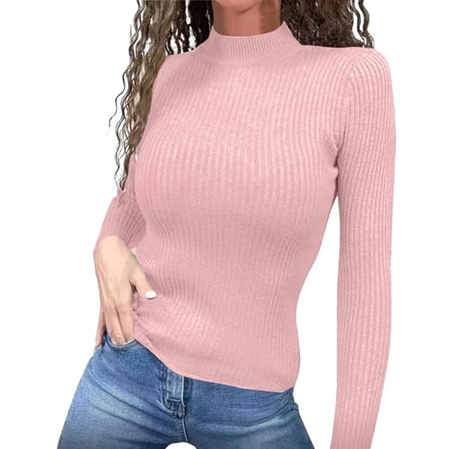 PODOLIXIA Rollkragenpullover Damen Damen Pullover Herbst Slim Fit Turtleneck Strickpullover Damen Rippe Gestrickt Elegante Oberteile Damen Langarm Pulli Sweater Damen Langarmshirt von PODOLIXIA
