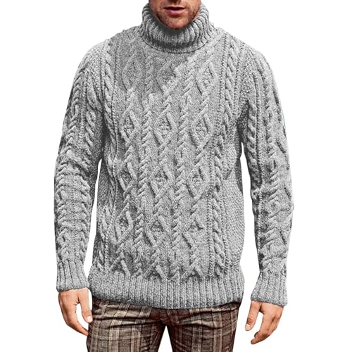 PODOLIXIA Rollkragenpullover Herren, Winterpullover Strickpullover Herren Turtleneck Pullover Strick Sweater mit Zopfmuster Jacquard Herren Longsleeve Winter Hohem Kragen Rollkragenpulli von PODOLIXIA