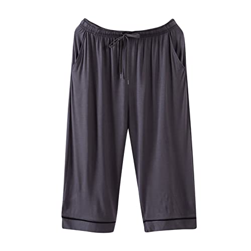 PODOLIXIA Schlafanzughose Herren 3/4 Lang Sommer Pyjamahose Modal Stretch Pyjama-Shorts mit Elastischer Gürtel & Kordelzug Männer Nachtwäsche Capri Hose Leicht Bequem Loungehose von PODOLIXIA