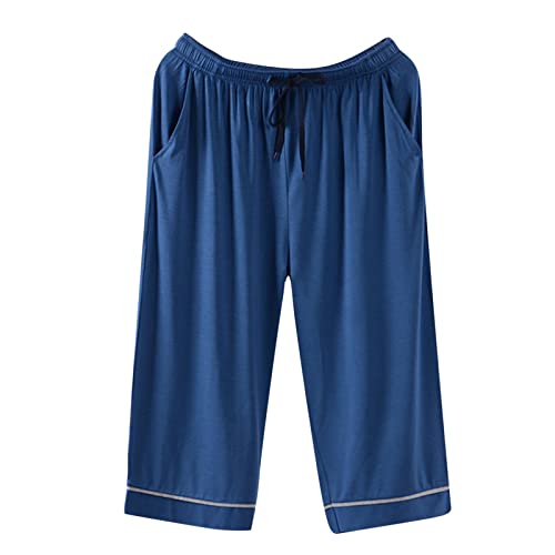 PODOLIXIA Schlafanzughose Herren 3/4 Lang Sommer Pyjamahose Modal Stretch Pyjama-Shorts mit Elastischer Gürtel & Kordelzug Männer Nachtwäsche Capri Hose Leicht Bequem Loungehose von PODOLIXIA