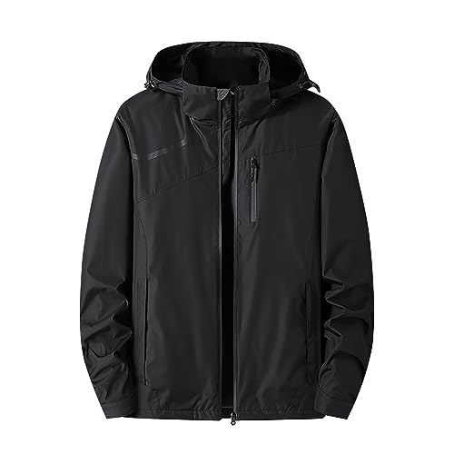 PODOLIXIA Softshell Jacke Herren, mit Kapuze wasserdichte Übergangsjacke Windproof Atmungsaktive Funktionsjacke Reißverschluss Windbreaker Männer Herbst Jacke Dünne Longsleeve Bomberjacke von PODOLIXIA