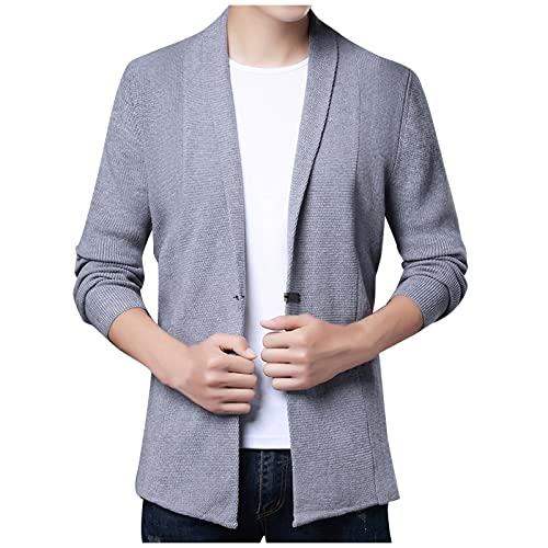 PODOLIXIA Strickjacke Herren Lange Cardigan Dünne Herbstjacke Gestrickt Übergangsjacke V Ausschnitt Frühling Herbst Longsleeve Sweater Strick Casual Herren-Jacken von PODOLIXIA