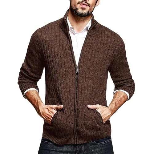 PODOLIXIA Strickjacke Herren Strickpullover Jacquard Gestrickt Cardigan Knits Herrenjacken Herbst Winter Übergangsjacke Reißverschluss Men's Lässiger Pullover von PODOLIXIA