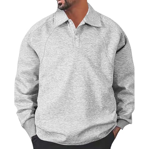 PODOLIXIA Sweatshirt Herren Revers mit 1/4 Zipper Pullover Langarmshirt Herren Herbst Winter Elegant Einfarbig Longsleeve Troyer Herren-Sweatshirt Lässiges Sport Fitness Herren Kleidung von PODOLIXIA