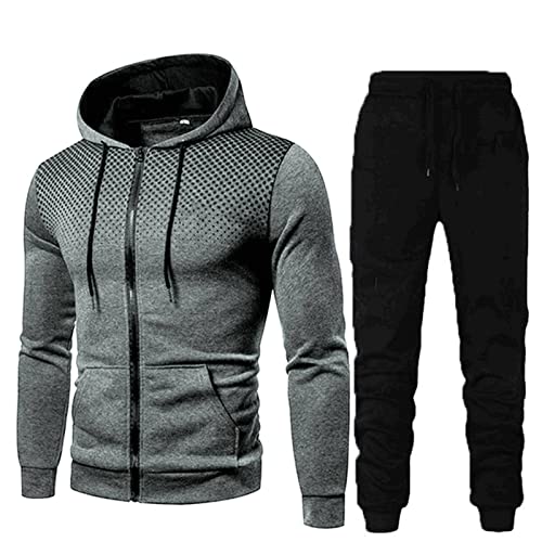 PODOLIXIA Trainingsanzug Herren Set Jogginganzug Sportanzug Sportbekleidung Freizeitanzug Fitness Outfit Männer Kapuzenjacke Hoodie und Jogginggose Tracksuit 2 Teiler Joggingsuit Activewear von PODOLIXIA