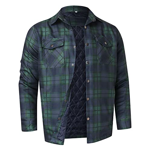 PODOLIXIA Winterjacke Herren Kariert Jacke Flanellhemd Warme Freizeithemden Holzfäller Jacke Innenfleece Sweatjacke Plaid Hemdjacken mit Brusttasche Lässiges Verdickt Karohemd Arbeitshemd von PODOLIXIA