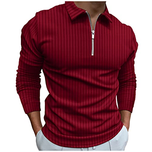 Poloshirt Herren Langärm T Shirts Baumwolle Golfshirts Einfarbig Shirt Tennis Langarmshirt Viertel-Reißverschluss Wintershirts mit Revers Sports Tops Lässiger Sportshirt Sweater von PODOLIXIA