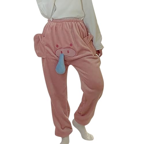 Pyjamahose für Paare Lange Lustig Komisch ein rotzfreches Schwein Schlafanzughosen Flauschig Weicher Herren & Frauen Freizeitkleidung Relaxed Fit Lässiger Fleece Lounge Hose Bequem Loungewear von PODOLIXIA