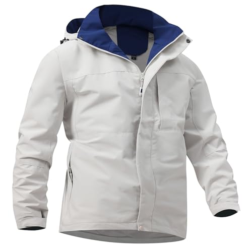 Softshelljacke Herren mit Abnehmbarer Kapuze Wasserabweisend Regenjacke Winddichte Outdoor Jacken Kapuzenjacke Atmungsaktiv Wanderjacke Reißverschlusstaschen Hoodies für Männer Übergangsjacke von PODOLIXIA