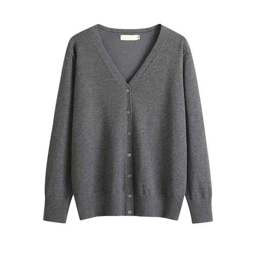 Strickjacke Damen Kurz Elegant V Neck Cardigan Damen Kurz Pulllover Jacke mit Knopfleiste Einfarbig Lange Ärmel Strickwaren Herbst Winter Baumwolle Feinstrick Oberteile Damen von PODOLIXIA