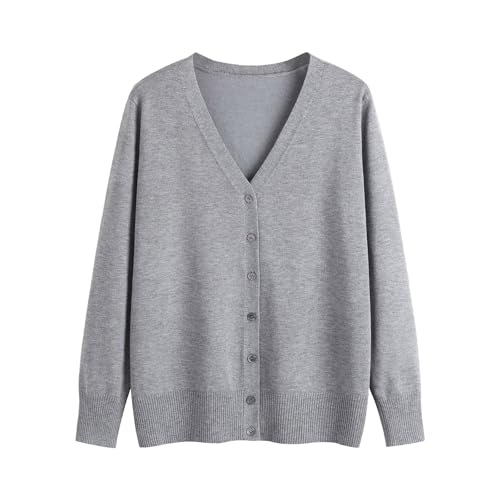 Strickjacke Damen Kurz Elegant V Neck Cardigan Damen Kurz Pulllover Jacke mit Knopfleiste Einfarbig Lange Ärmel Strickwaren Herbst Winter Baumwolle Feinstrick Oberteile Damen von PODOLIXIA