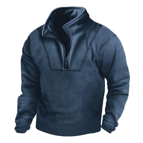 Sweatshirts Herren Polar-Fleece Gefütterte mit 1/4 Zipper Stehkragen Fleece-Futter Pullover Solid Color Langärmeliges Herbst Winter Men's Langarmshirts Freizeit Oberteile von PODOLIXIA