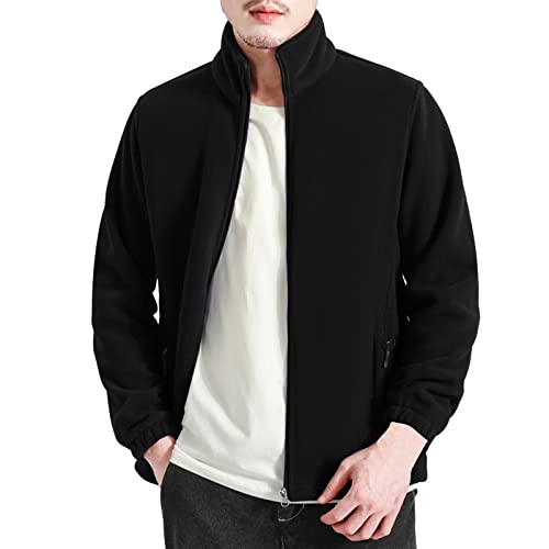 Winterjacke Herren, ohne Kapuze Thermo Fleecejacke Fleecefutter Jacket Softshelljacke Pullover mit Reißverschluss Winter Fleece-Gefütterte Herren-Jacken Solid Color Men's Sweatjacke von PODOLIXIA