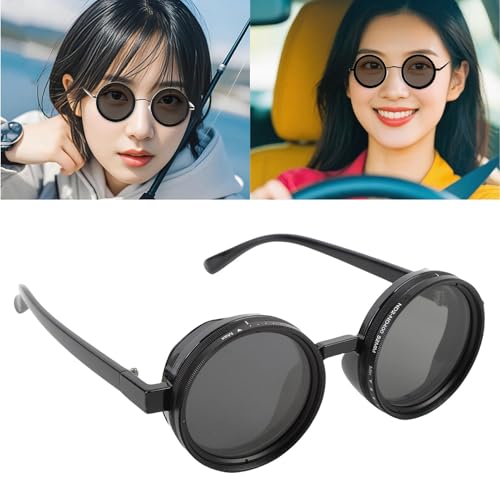 POENVFPO Verstellbare Tint-Sonnenbrille, ND2-400 Filter 52 Mm Rund Polarisierte PC & Metallrahmen Blaues Licht Blockierung für die Erkundung Im Freien von POENVFPO
