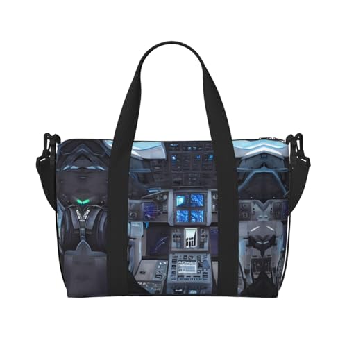 Poezjzw Cabin Of The Future Reisetasche, Wochenend-Tragetasche, für Damen, Krankenhaus-Tasche für Arbeit und Lieferung über Nacht, Gepäcktasche, Schwarz, Einheitsgröße, Schwarz, One Size von POEZJZW