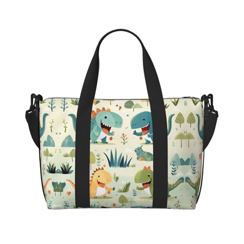 Poezjzw Süße kleine Baby-Dinosaurier-Reisetasche, Wochenend-Tragetasche, Tragetasche, für Damen, Krankenhaus-Tasche für Arbeit und Lieferung über Nacht, Gepäcktasche, Schwarz, Einheitsgröße, Schwarz, von POEZJZW