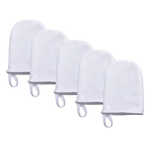 POFET 5 Stück Mikrofaser-Gesichtsreinigungshandschuhe Wiederverwendbare Gesichtstuchpads Make-up-Entferner Handschuh Weiche und saugfähige Gesichtswaschpads für die tägliche Hautpflege von POFET