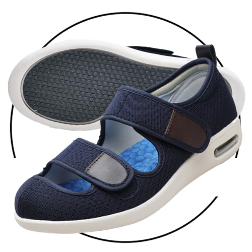 Geschwollene Füße Diabetes Walking Schuhe Bogen Unterstützung Orthopädische Turnschuhe Medizinische Schuhe Rehaschuhe Diabetiker Schuhe Herren (Color : Blue, Size : 45 EU) von POFH