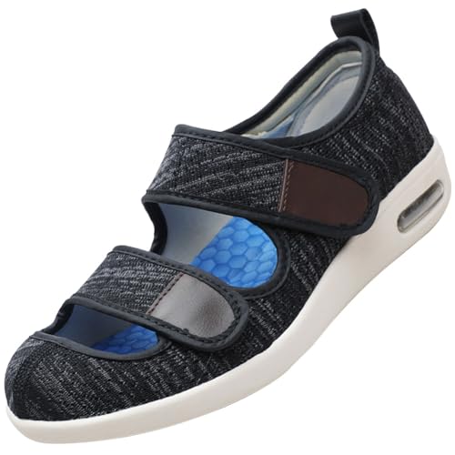 Orthopädische Turnschuhe Herren Diabetikerschuhe Schuhe für die Pflege von diabetischen Fußpatienten Rehabilitationsschuhe für Fußverletzungen Gesundheitsschuh für Senioren (Color : BlackGrey, Size von POFH