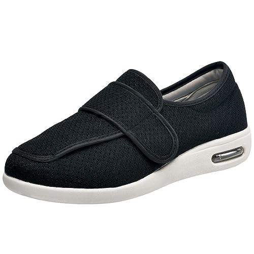 POFH Diabetiker Schuhe Herren Schuhe für Geschwollene Füße Diabetikerschuhe Extra Weit Herren Spezialschuh Gesundheitsschuhe Klettverschluss Extra Breit Atmungsaktive (Color : Black, Size : 40 EU) von POFH