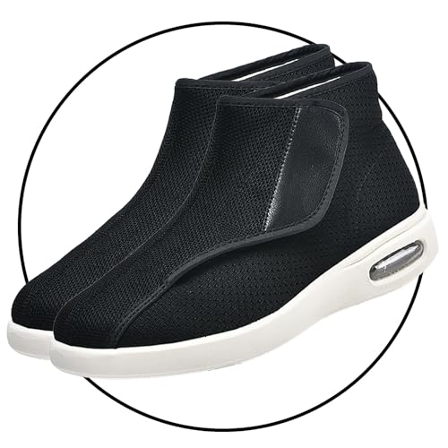 POFH Diabetiker Schuhe Herren und Damen Orthopädische Hausschuhe Senioren Pantoffeln Reha-Schuh für breite Dicke Füße Orthopädische Schuhe mit Klettverschluss (Color : Black, Size : 41 EU) von POFH