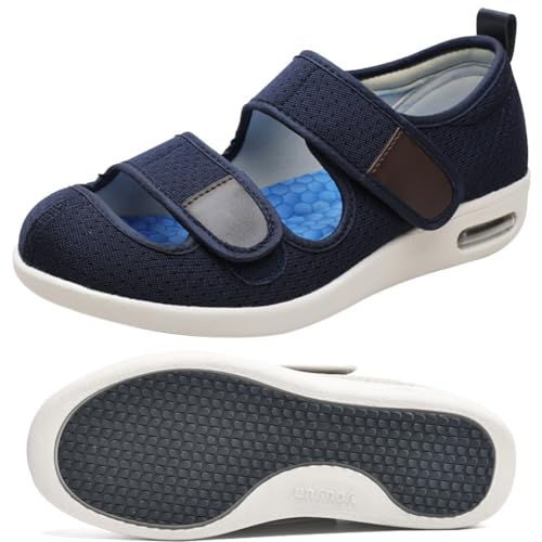 POFH Herren Diabetiker ödeme Schuhe Herren Diabetiker Wanderschuhe Ödem-Schuhe für Geschwollene Füße Fußgewölbe Unterstützung Orthopädische Sneaker (Color : Blue, Size : 45 EU) von POFH