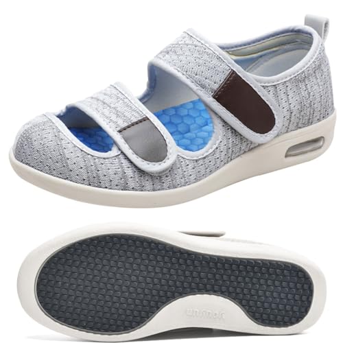 POFH Herren Diabetiker ödeme Schuhe Herren Diabetiker Wanderschuhe Ödem-Schuhe für Geschwollene Füße Fußgewölbe Unterstützung Orthopädische Sneaker (Color : LightGrey, Size : 41 EU) von POFH