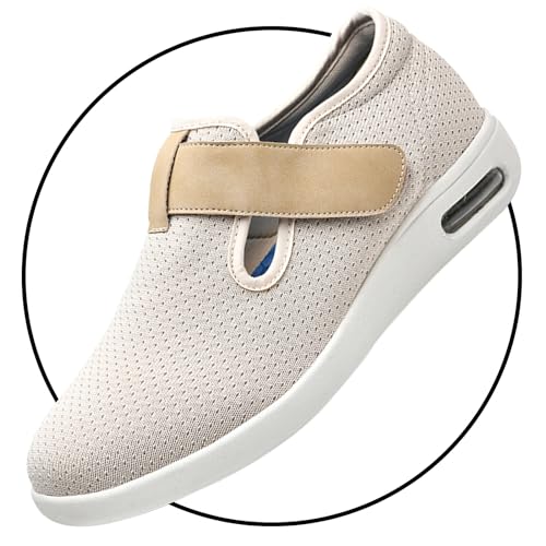 POFH Orthopädische Schuhe Herren Klettverschluss Laufschuhe Herren Schuhe Sneakers Sportschuhe Straßenlaufschuhe Turnschuhe Leichtgewichts Sommerschuhe (Color : Beige, Size : 40 EU) von POFH