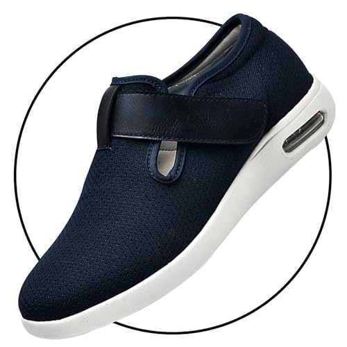 POFH Orthopädische Schuhe Herren Klettverschluss Laufschuhe Herren Schuhe Sneakers Sportschuhe Straßenlaufschuhe Turnschuhe Leichtgewichts Sommerschuhe (Color : Blue, Size : 49 EU) von POFH