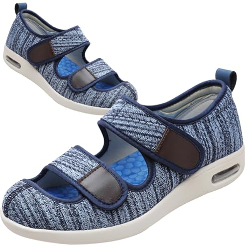 POFH Schuhe Herren Extra Breit Diabetiker Diabetiker Schuhe Herren Damen extra weit Senioren Orthopädische Hausschuhe mit Klettverschluss für geschwollen Füße (Color : LightBlue, Size : 41 EU) von POFH