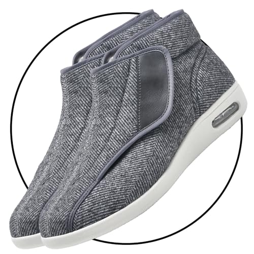 POFH Schuhe Klettverschluss Herren Damen Gefüttert Warme Winter Orthopädische Schuhe Hallux Valgus Schuhe Damen Winter Thermo Hausschuhe Senioren Damen (Color : Gray, Size : 37 EU) von POFH