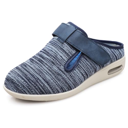 POFH Verbandschuhe Herren Extra Weit Hausschuhe Herren Freizeitschuhe Diabetiker Verbandschuhe Pantoffeln Sandalen mit Klettverschluss Herren Sneaker Gesundheits Schuh(LightBlue,40.5 EU) von POFH