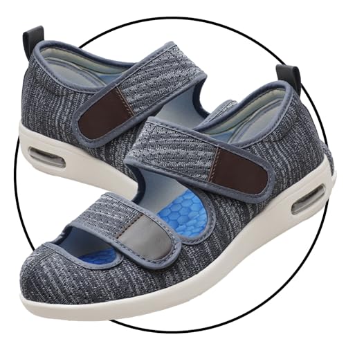 POFH Wanderschuhe Ödem-Schuhe für Geschwollene Füße Fußgewölbe Unterstützung Orthopädische Sneaker Atmungsaktive und Bequeme Schuhe Herren Diabetiker (Color : Darkgrey, Size : 44.5 EU) von POFH