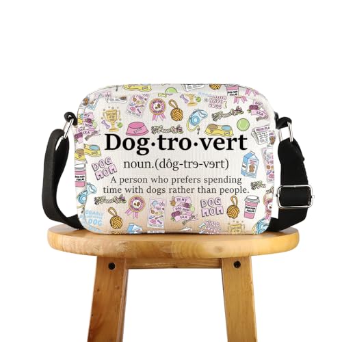 POFULL Geschenk für Hundeliebhaber, Hundebesitzer, Merch, Haustierliebhaber, Geschenk, Dogtrovert Definition Crossbody Bag, Dogtrovert, 0 von POFULL