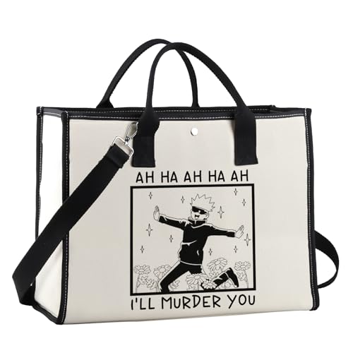 POFULL JJK Gift Manga Merch Anime Lover Gift JJK Anime Inspired Shopping Bag I'll Murder You Tote Bag, Ah Ha Ah Ltote von POFULL