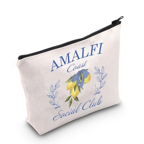 POFULL Mädchen Amalfi Küstenreise Geschenk Italien Urlaub Reise Geschenk Amalfi Coast Social Club Reißverschlusstasche Make-up-Tasche, Amalfi Coast von POFULL