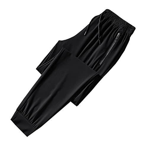 POHDHK Herren Eisseide Jogginghose, Sporthose Stretch Kordelzug Jogger Laufhose für den Sommer (as3, Alpha, jaspo_l, 6X_l, Schwarz-B, 2XL) von POHDHK